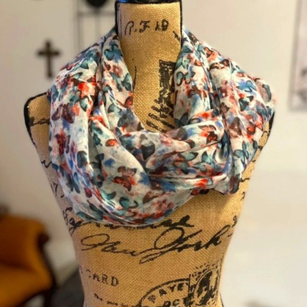 Rebecca Malone Elegant Floral Multicolor Scarf